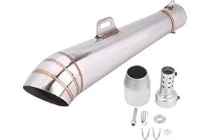 Qiilu Moto Terminali di scarico, Terminale di scarico marmitta tubo di scarico universale moto in acciaio inox