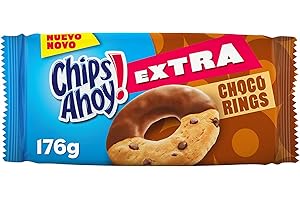 MONDELEZ INTERNATIONAL Chips Ahoy! Extra Choco Rings Galletas Americanas con Pepitas de Chocolate, en Forma de Rosquilla y Parcialmente Cubiertas con Chocolate con Leche 176g