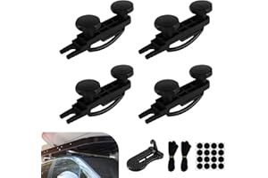 EFUTURETIME 4 Kit de Fixation pour Coffre de Toit U-boulons de Serrage 85mm Contre-écrous Accessoires de Montage Universel de Barre de Toit avec Autocollants Marchepied et 2 Sangles à Pois