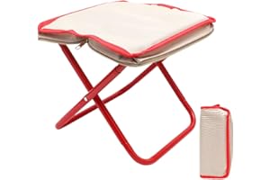 MIUUIPI Camping Hocker Tragbarer Klapphocker, Leicht Sitz Falthocker mit Aufbewahrungsbeutel, Mini-Klapphocker, Klappstuhl, Klein Faltbaren Hocker für Camping, Wandern, Angeln, Gartenarbeit, Grillen (Rot)