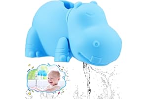 DEECOZY Bath Spout Cover for Bathtub, Baby Shower Protector Cover from Bumping Head During Bathing Time, Cute Soft Cartoon Hippo Water Faucet Mouth Protecting Cover for Enjoyable Safe Baths Bathroom