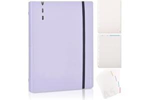 SKYDUE A5 Ring Binder,6 Ring Binder Planner Notebook with Elastic Closure, Journal Personal Planner Binder with A5 Filler Paper & File Divider for School Office Meetings - Purple