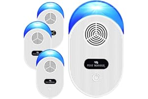 Pest Master - 4 x Ultrasonic Pest Repeller, Powerful Mouse Repellent - Wide Frequency Range Pest Control Device and Ideal for Mice, Rats, Mosquitoes, Cockroach, Moths, Ants -D1
