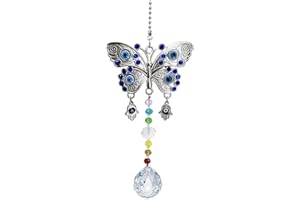 PEILI Hanging Sun Catchers for Windows with Crystal Ball,Hanging Butterfly Sun Catchers for Garden,Rainbow Maker Ornament