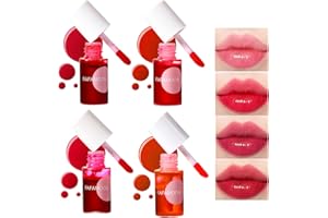 BEKOEEN Lip Tint Stain Set, 4Park Mini Liquid Water Tint, Fruit Juice Lip Tint Set Non Sticky, Encre à Lèvres Mate, Multi-Use Lip and Cheek Tint