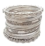 YouBella Antique Look Jewellery Silver Plated Traditional Bracelet Bangles Set for Women (2.6)