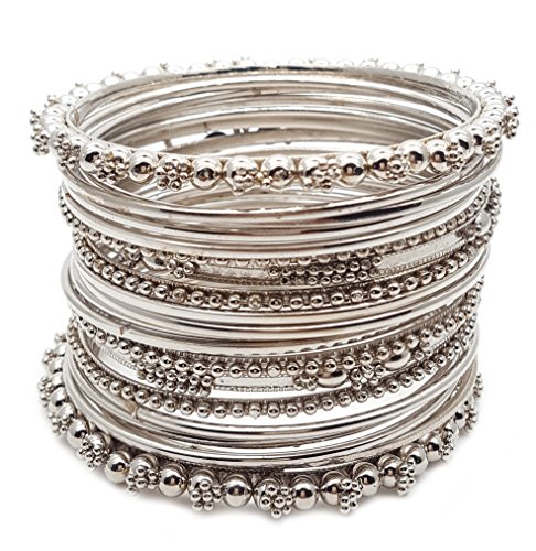 YouBella Antique Look Jewellery Silver Plated Traditional Bracelet Bangles Set for Women (2.6)