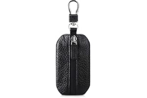PORRASSO Véritable Cuir Voiture clé Cas Étui Porte-clés Portable Car Key Case étanche Mini Portefeuille Protection pour Télécommande Porte-clés Domestique Utilisation Cas Clé Quotidienne Noir