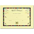 Kids Well Done Yellow Certificate - 25 Pack - Special Award Achievement Recognition - Blank Fill-in Cards - School Children Sports Beaver Brownie Cub Scout - A5 Size - Eco-Friendly - UK Made
