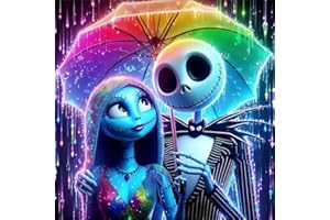XXXCHENGJIA Halloween Jack and Sally Diamond Painting Kits for Adults, 5D Diamond Art Kits for Adults Beginner, DIY Full Drill Diamond Dot Gem Painting for Home Wall Decor 14 x 14 Inch