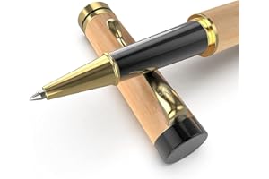 Wordsworth & Black's Ensemble de stylo à bille en bois, Coffret cadeau; Comprend 6 cartouches d'encre, Convertisseur de recharge d'encre - Journal, calligraphie, dessin, écriture (Bois d'érable)