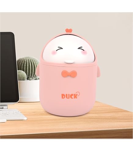 Mini Poubelle De Bureau Mignonne Avec Couvercle – Corbeille Dessin Animé Pour Bureau, Salle De Bain, Cuisine - 5