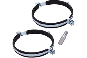 SKIR'CO Lot de 2 supports de tuyau avec revêtement en caoutchouc pour tuyaux de 150 mm, colliers de serrage, supports de tuyaux pour montage mural et plafond