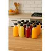 12 Adet 100 ml Kilitli Siyah Kapaklı Şeffaf Detox Shot Şişesi 100 Cc Ginger Şat Beyaz Cam Şişe