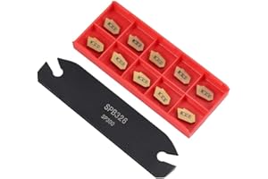 VeYocilk CNC Lathe Turning Tools Holder–SPB26-3 26mm Boring Bar Grooving & Cut-Off Metal Lathe Cutting Tool with 10PCS GTN-3 SP300 Carbide Inserts for Cutting Threading Grooving