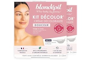 Blondépil - Lot de 2 Crèmes décolorantes douceur. Creme decolorante visage & corps. Decolorant poils visage & corps. Peaux sensibles. 89% d’ingrédients d’origine naturelle. Made in France. 2x25ml