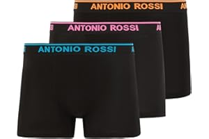 ANTONIO ROSSI (3/6 Pack) Men's Fitted Boxer Hipsters - Mens Boxers Shorts Multipack with Elastic Waistband - Cotton Rich, Comfortable Mens Underwear