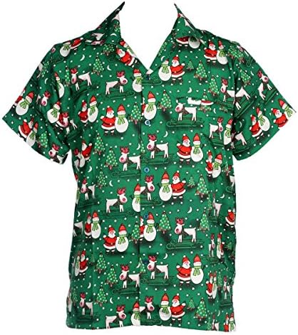 Mens Christmas Santa Xmas Hawaiian Shirt Hawaii Gift HIM Party Holiday S to XXL