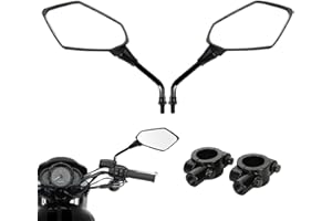 SacJkt Universal Motorcycle Mirrors, Metal Handlebar End Mirror, 1 Pair ABS Plastic Motorcycle Mirrors with Mirror Mount, for Scooter Sport Bike (Black)