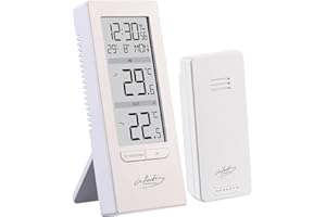 infactory Funkthermometer: Digitale Temperaturstation mit Innen-/Außenthermometer, Funkuhr, weiß (Temperaturmesser, Funk-Thermometer mit Außensensor, Küchenuhr)