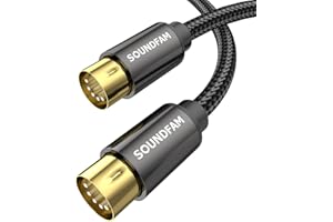 SOUNDFAM Geschirmtes 5-poliges MIDI-Kabel 1M Stecker-Stecker für MIDI-Keyboard, Synthesizer, Sampler, Soundkarte und Musikstudio-Ausrüstung（Schwarz