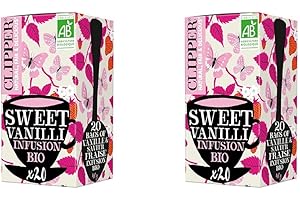 CLIPPER - Infusion Bio - Sweet Vanilli - Vanille & Saveur Fraise - 20 Sachets d'Infusion Bio - 2 paquet