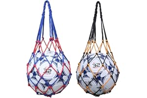 Sumbirg Pack de 2 Pelotas de Baloncesto para Baloncesto, Playa, Deportes de fútbol, Zapatillas Deportivas, etc., Red portátil para Pelotas, Color Rojo y Negro y Amarillo