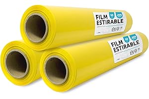 Pellicola gialla per imballaggio, plastica coperta, pellicola di colore giallo per imballaggio di scatole di traslochi, proteggere mobili e spedizioni, dimensioni 50 cm x 200 m estensibile · m-office