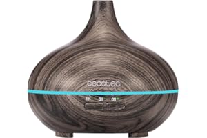 Cecotec Humidificador Ultrasónico con Difusor de Aromas Pure Aroma 150 Yin Grey. Depósito de hasta 150ml, 7 Colores LED Ajustables, Temporizador 3h, Ultrasilencioso, Función de Aromaterapia