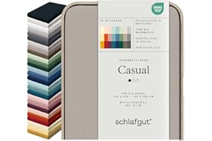 ‎SCHLAFGUT Schlafgut Casual Spannbettlaken 140x200cm bis 160x200cm - 100% Biobaumwolle, Oeko-TEX Zertifiziert, Sand Mid, Matratzenhöhe bis 25cm