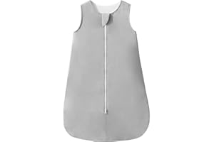 MOSEBEARS Śpiwór dziecięcy wiosenny i letni śpiwór dla dzieci 1,0 Tog, 100% organiczny bambusowy bawełniany koc do spania bez rękawów różne rozmiary od urodzenia do 24 miesięcy (szary, L (12-18 miesięcy))