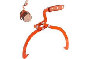 SWAWIS Pince Forestière pour Troncs en Acier Allié, Bûches Jusqu'à 13''(33cm), Capacité de Chargement 300Kg, pour Industrie Forestière, Transformation du Bois, Transport de Bois à Domicile(Orange)