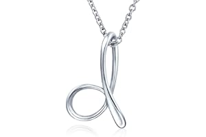 Bling Jewelry Personalize ABC Script Letter Alphabet Pendant Initial Necklace For Teen Women Gold Plated .925 Sterling Silver