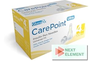 NEXT ELEMENT Carepoint Diabetic Insulin Pen Tips 32G x 4 mm (100 Pcs/Box) by GlucoRX
