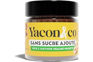 YACON&CO Pâte à Tartiner Praliné Noisette 200g - Bio, saine, faible en sucre, riche en Prébiotiques, Fibre et Oméga-3, Source de protéines - IG le plus bas du marché - Fabriqué en France (Praliné)