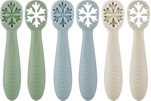 ‎PANDAEAR PandaEar 6er Set Lernlöffel für Baby, Starter Breilöffel Fütterlöffel Babylöffel Silikon Esslernlöffel Weich Flexibel Kinder Besteck BPA-frei für Säugling Kleinkind ab 4 Monaten (Blaues Grünes Braun)
