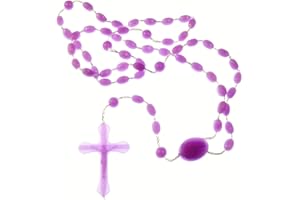 R. HEAVEN Purple plastic basic oval rosary beads 42cm length can use center as a clasp prison rosary