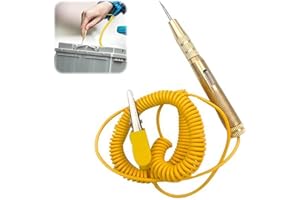 NIYATA Lampe Temoin 12V Mecanicien, Testeur de Circuit Electrique Voiture,Testeur Fusible 12V,Stylo Testeur de Tension,Fil à Ressort Rétractable, Feu Clignotant LED Bicolore, Conducteur en Cuivre Pur