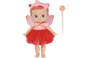 Zapf Creation 831823 BABY born Storybook Fairy Poppy 18 cm - Feen-Puppe mit flatternden Flügeln, Farbwechsel Tattoo, Feenlicht, Zauberstab, Kulisse und Bilderbuch