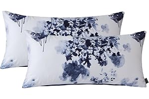 ‎MILDLY MILDLY Kissenbezug 40x80 Baumwolle Satin, Pflanzenmuster Kühlende Kissenbezüge 2 Teilig mit Reißverschluss, ÖkoTex Zertifiziert, Weich und Bequem, Elai