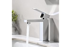 BuntHaus Moderne Robinet Salle de Bain, Mitigeur de Lavabo Design Elégant, Eau Chaude et Froide Disponible, Robinetterie en Acier Inoxydable Chromé G 3/8