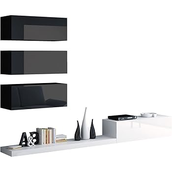 Wohnwand Pixel Iii Modernes Wohnzimmer Anbauwand Fernsehschrank Design Mediawand Hangeschrank Tv Lowboard Schwarz Schwarz Hochglanz Weiss Weiss Hochglanz Amazon De Kuche Haushalt
