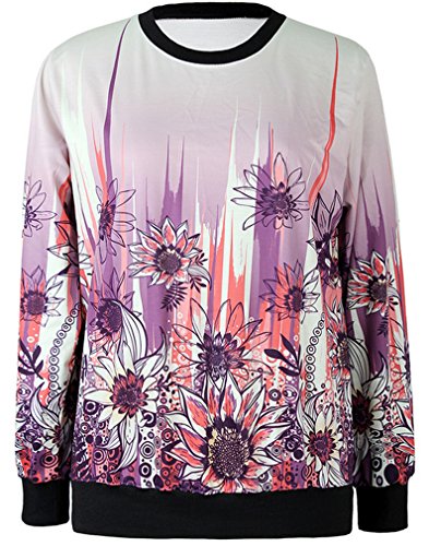 Thenice Women's Digital Print Pullovers Sweatershirts T Shirts (Sunflower)