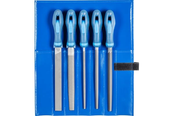 PFERD 532 WR 200 H 2 verkstadsfilset i PVC-rullväska, 5 filer, korsslag H2, 200 mm, 11800532 – lämplig för universell grov- o