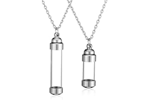 JSDDE Schmuck 2er Memorial Anhänger Halskette Set Paar Kette Urne Anhänger zum öffnen Locket Anhänger Gedank Asche Haare Blume Anhänger mit 24 Zoll Kette