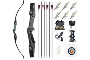 Monleap Archery 53" Takedown Recurve Bow and Arrows Set for Adults Longbow Kit Left and Right Hand Straight Bow for Beginner Hunting Shooting Practice