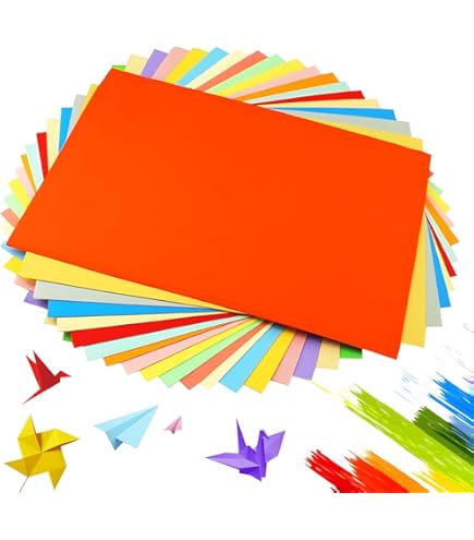 Papier Couleur HoAhaMay Lot De 200 Feuilles De Papier Kraft Coloru00e9 Double Face Carru00e9 Feuille Cartonnée A4