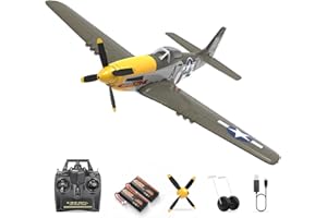 HAWK'S WORK RC-Flugzeug P-51D Mustang 500mm, 4 Kanal Fernsteuerung Warbird RTF, Bürstenloser Motor 6-achsen Gyro 3 Flugmodi, Einfach zu Fliegen für Anfänger Jungen & Erwachsene