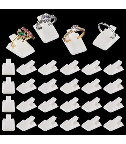 30 Présentoirs à Bagues En Plastique - Noir, Blanc, Transparent - Pour Vitrine Bijouterie Ou Rangement Maison