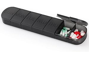 Joogee Pilulier Semainier 7 Jours, Semainier Medicament de Grande Capacité avec Bouton Pop-up Design Boite à pilule portable idéal voyage Boîte à Médicaments Sans BPA (Noir)